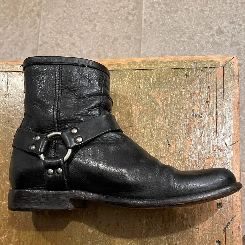 Frye Black Leather Ankle Boots - Picture 5 of 8